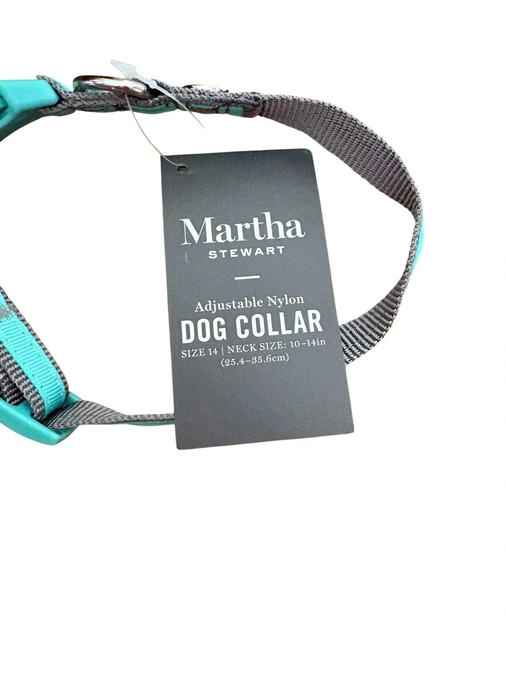 Martha Stewart Dog Collar adjustable nylon blue size 14 NEW